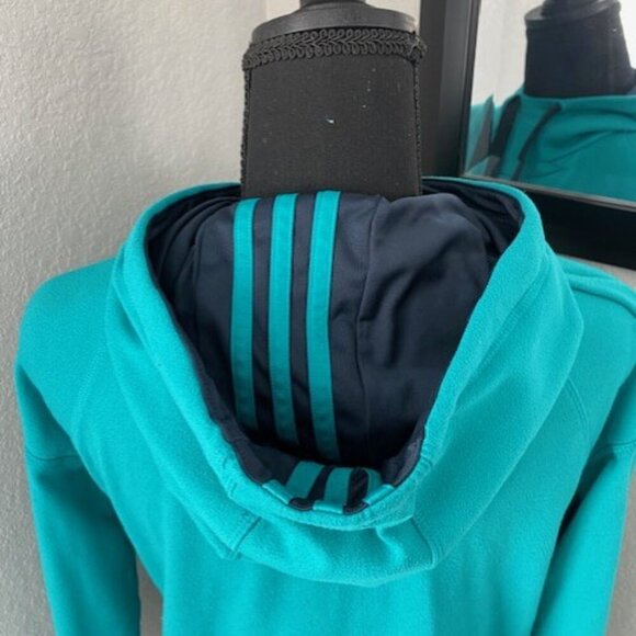 ADIDAS Microfleece Pullover Hoodie Teal XS - Picture 8 of 14